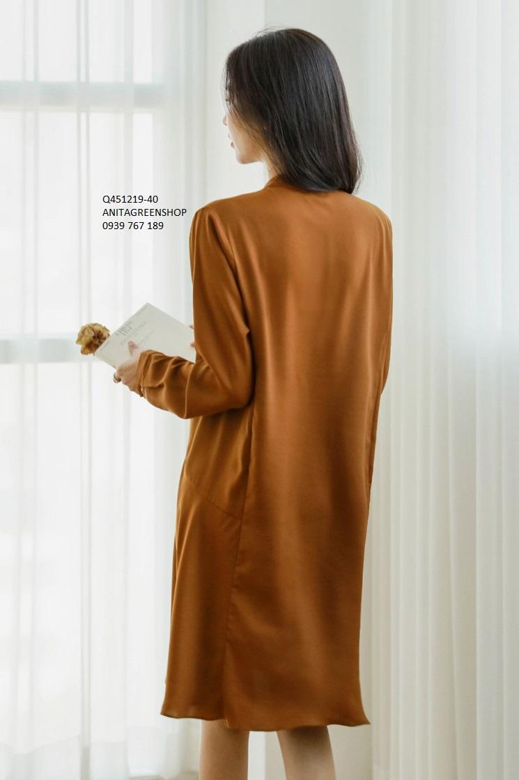 Q451219  ĐẦM SUÔNG CỔ TRỤ TAY DÀI
