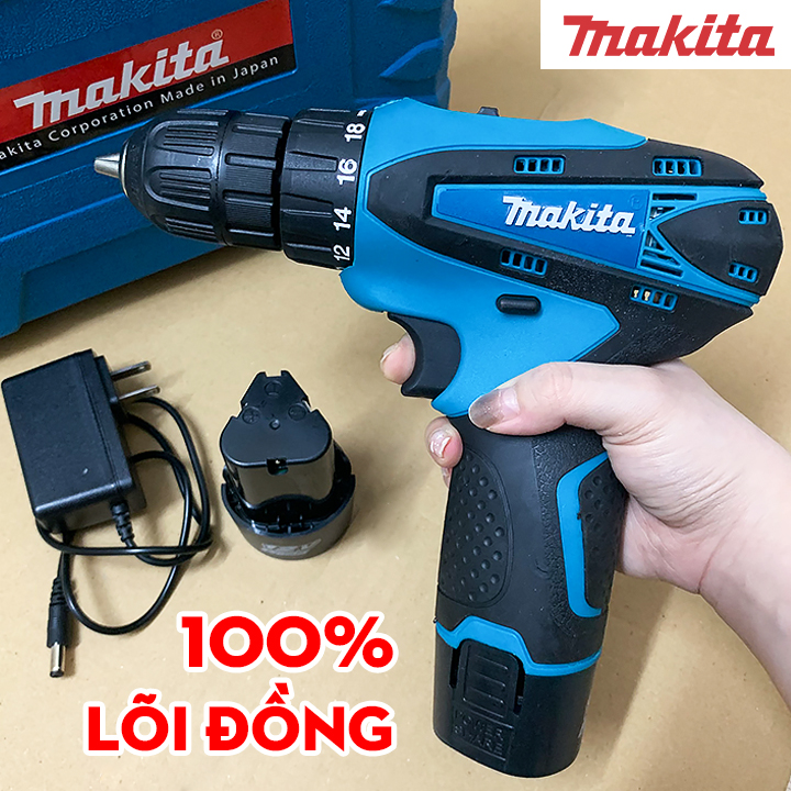 Máy khoan pin makita 12v bản mới 2021 - lõi đồng 100% - có đảo chiều - máy khoan pin 12v giá rẻ - máy bắn vít, máy khoan cầm tay pin , máy bắt vít, máy khoan mini