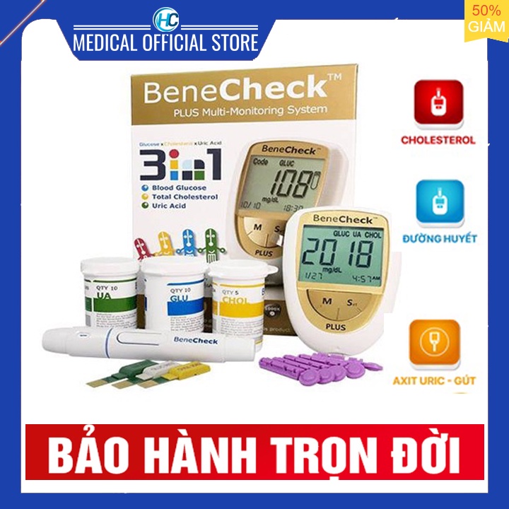 Que thử Glucose máy đo đường huyết Benecheck Plus (50 que)