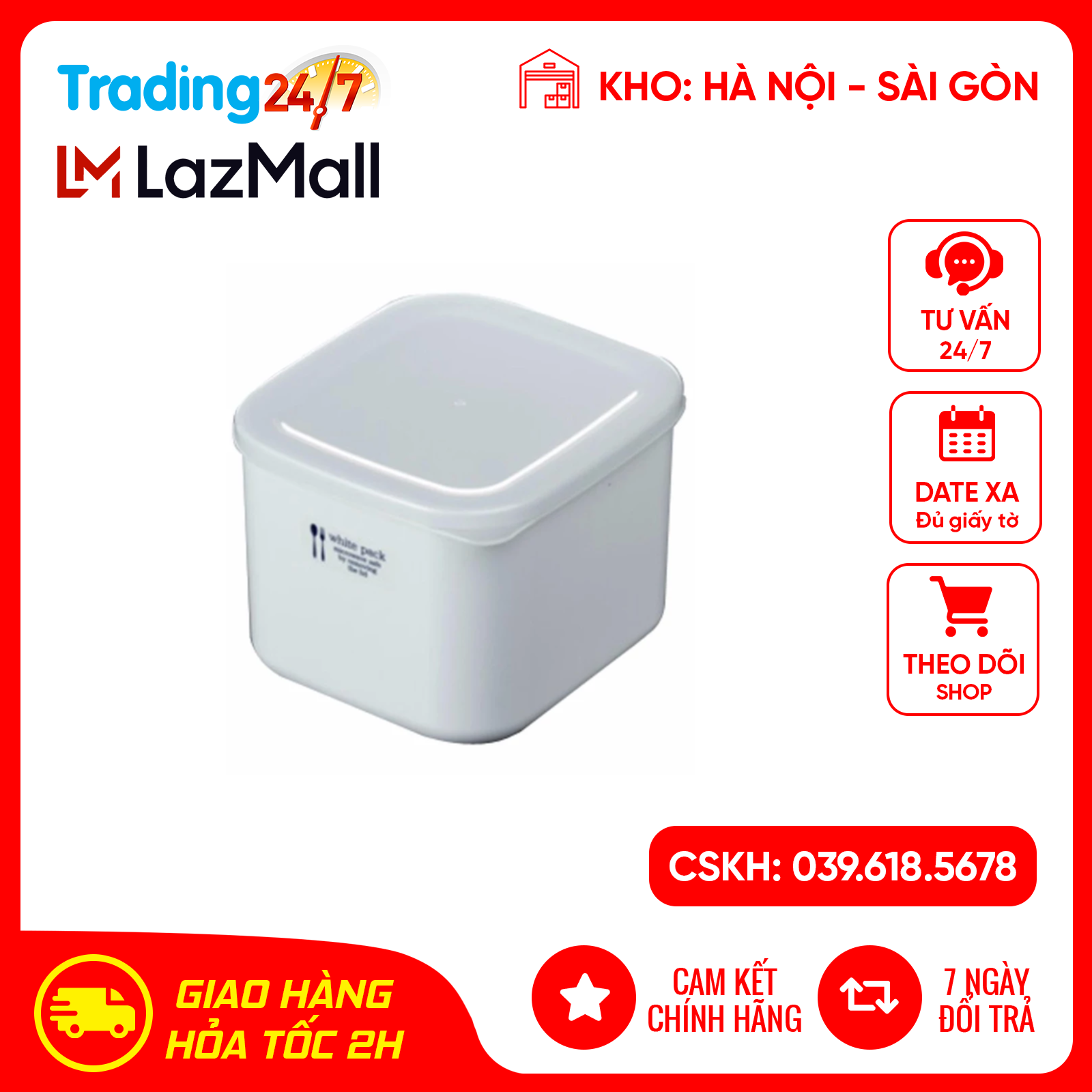 Hộp nhựa đựng thực phẩm White Pack 1L - NAKAYA - Nội địa Nhật Bản