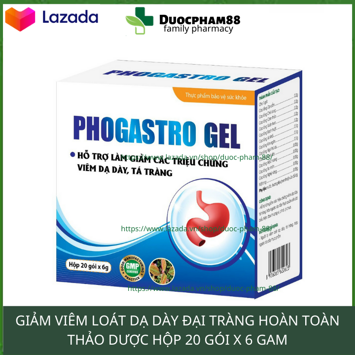 gel hỗ trợ giảm viêm loét dạ dày phosgastro gel hộp 20 gói x 6gam 1