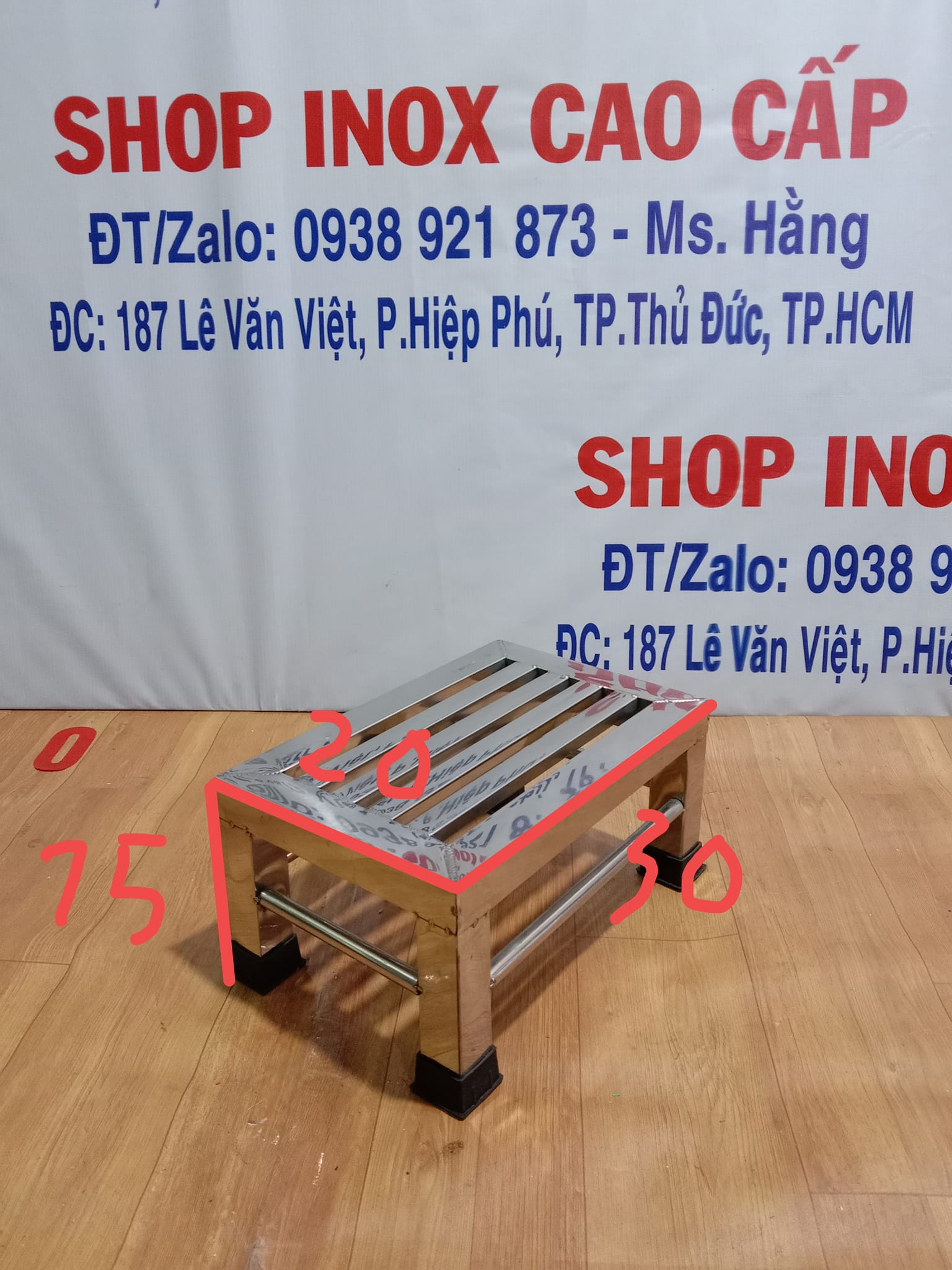 Ghế đẩu inox cao cấp hộp vuông - mã: gđ05i