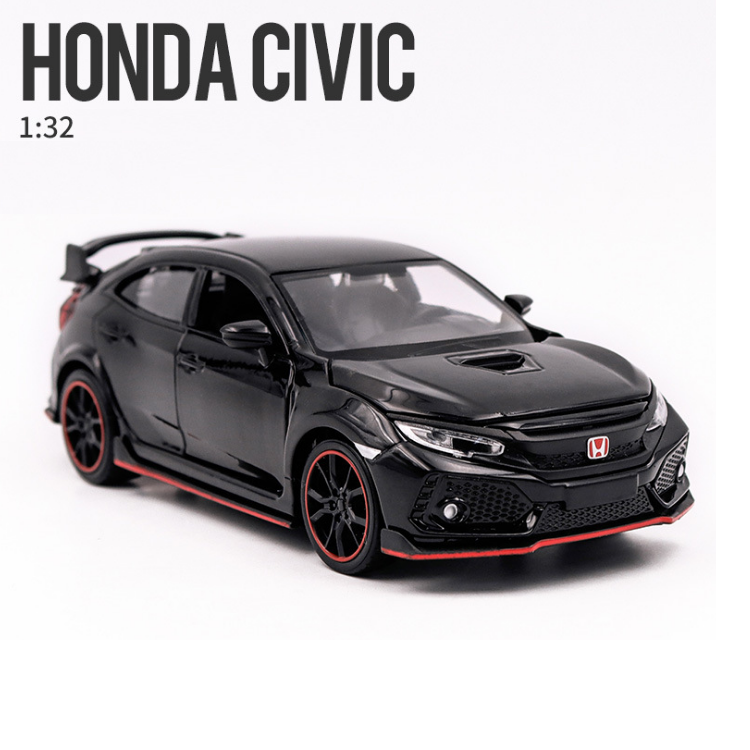 Xe mô hình Honda civic RS tỉ lệ 1:32 xe có đèn và âm thanh động cơ chạy bằng cót mở được các cửa