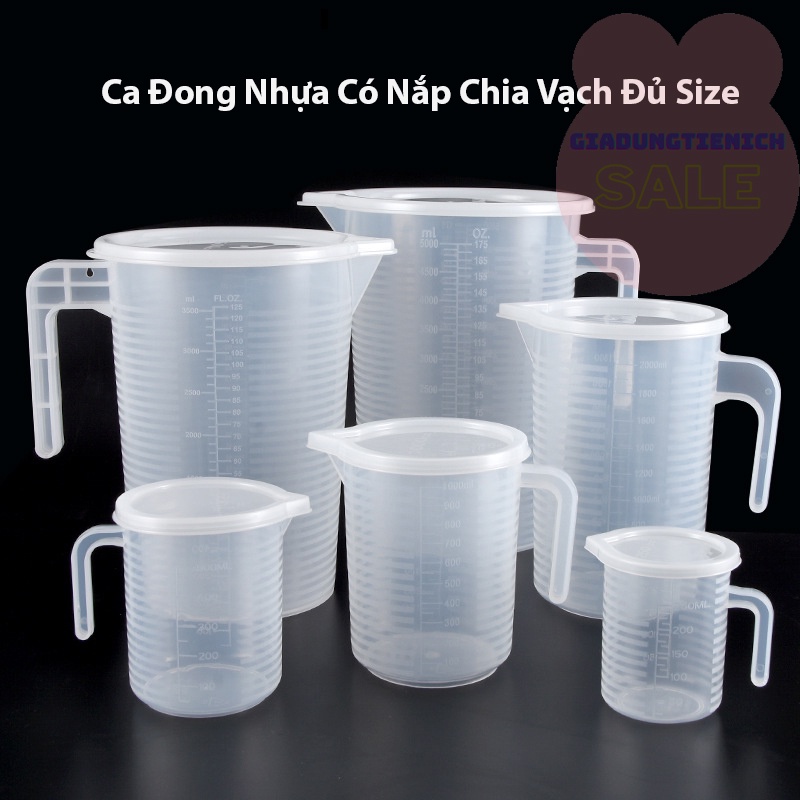 [HCM]Ca Nhựa Chia Vạch Kèm Nắp Ca Đong Nhựa Có Vạch Có Nắp