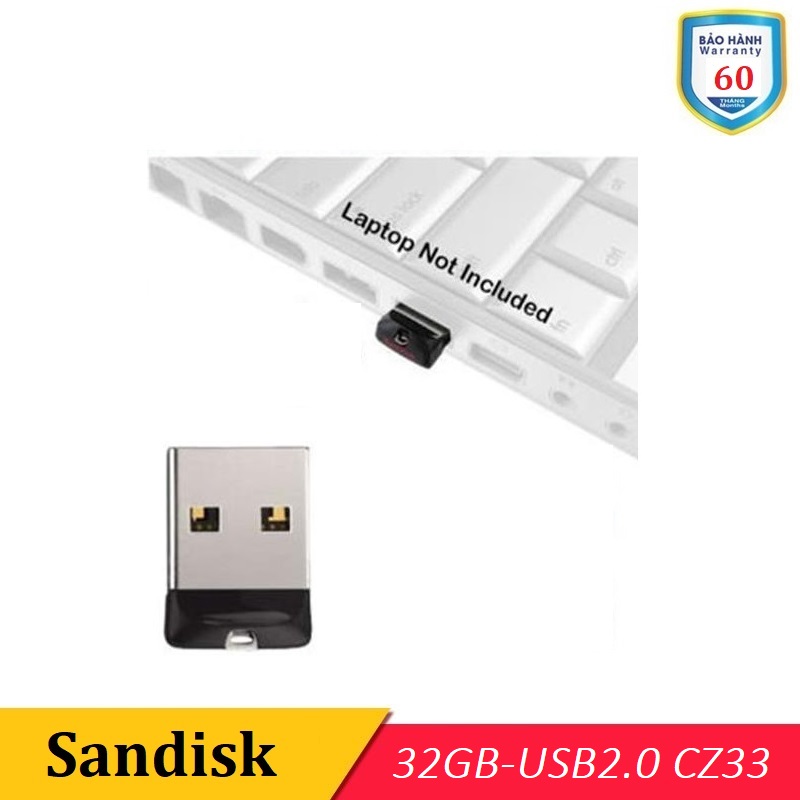 USB 2.0 32GB Sandisk Cruzer Fit CZ33 - BH 60 Tháng