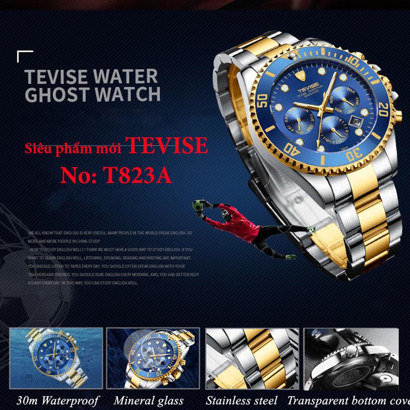Đồng hồ cơ nam Tevise tọa độ T823A dây đúc đặc chạy full kim (M Nhiều màu)