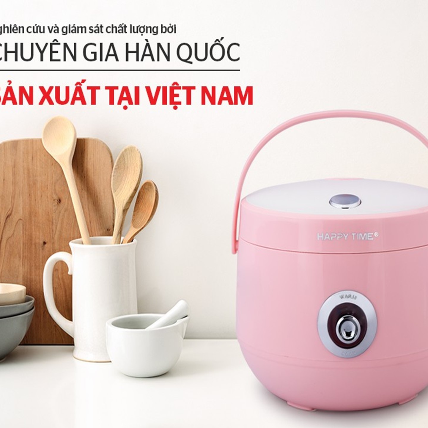 Nồi cơm điện happy time htd8521p 1.8l lòng nồi chống dính vỏ nhựa cao cấp bền đẹp giữ cơm nóng lâu