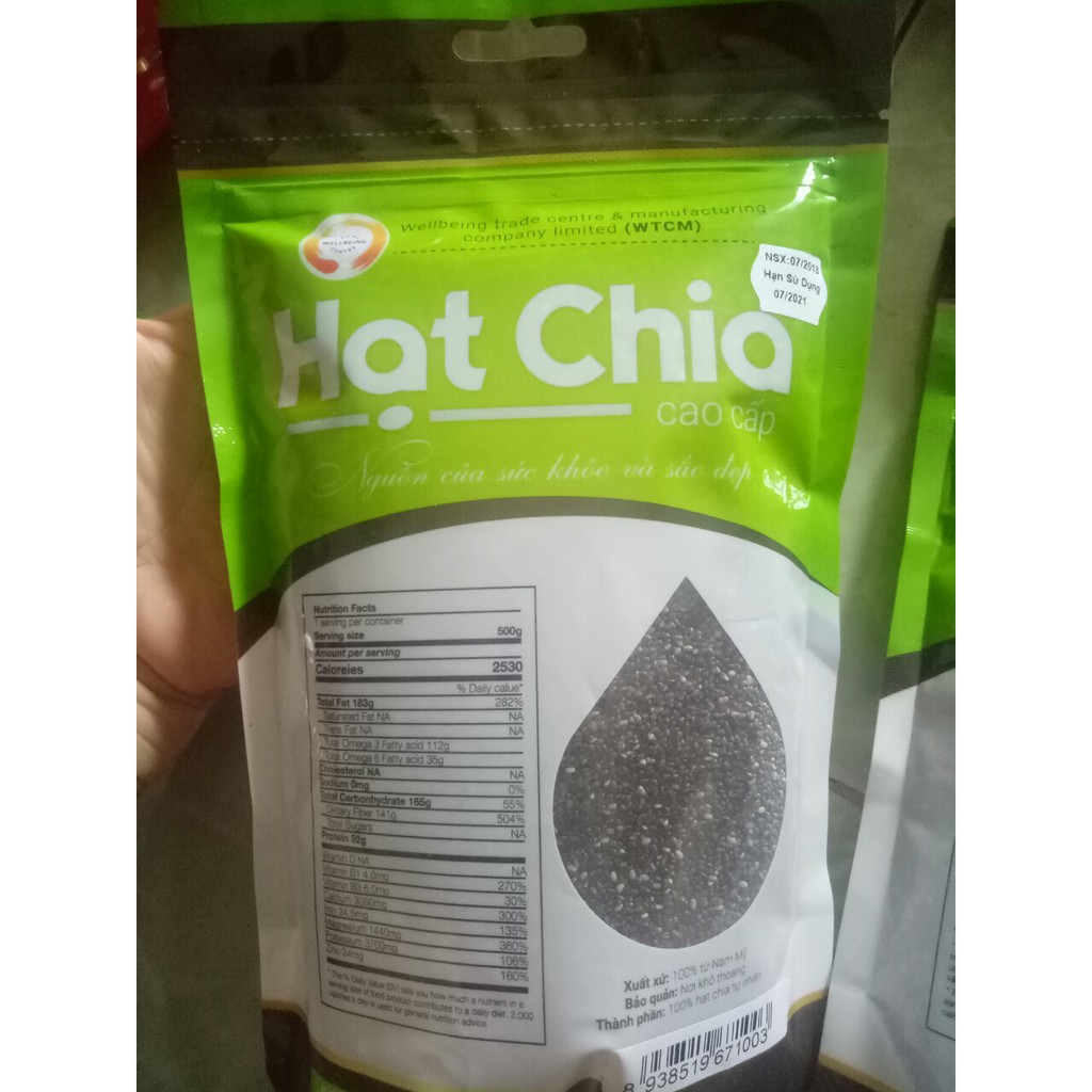 Gói 500g Hạt Chia Đen Organic Nam Mỹ