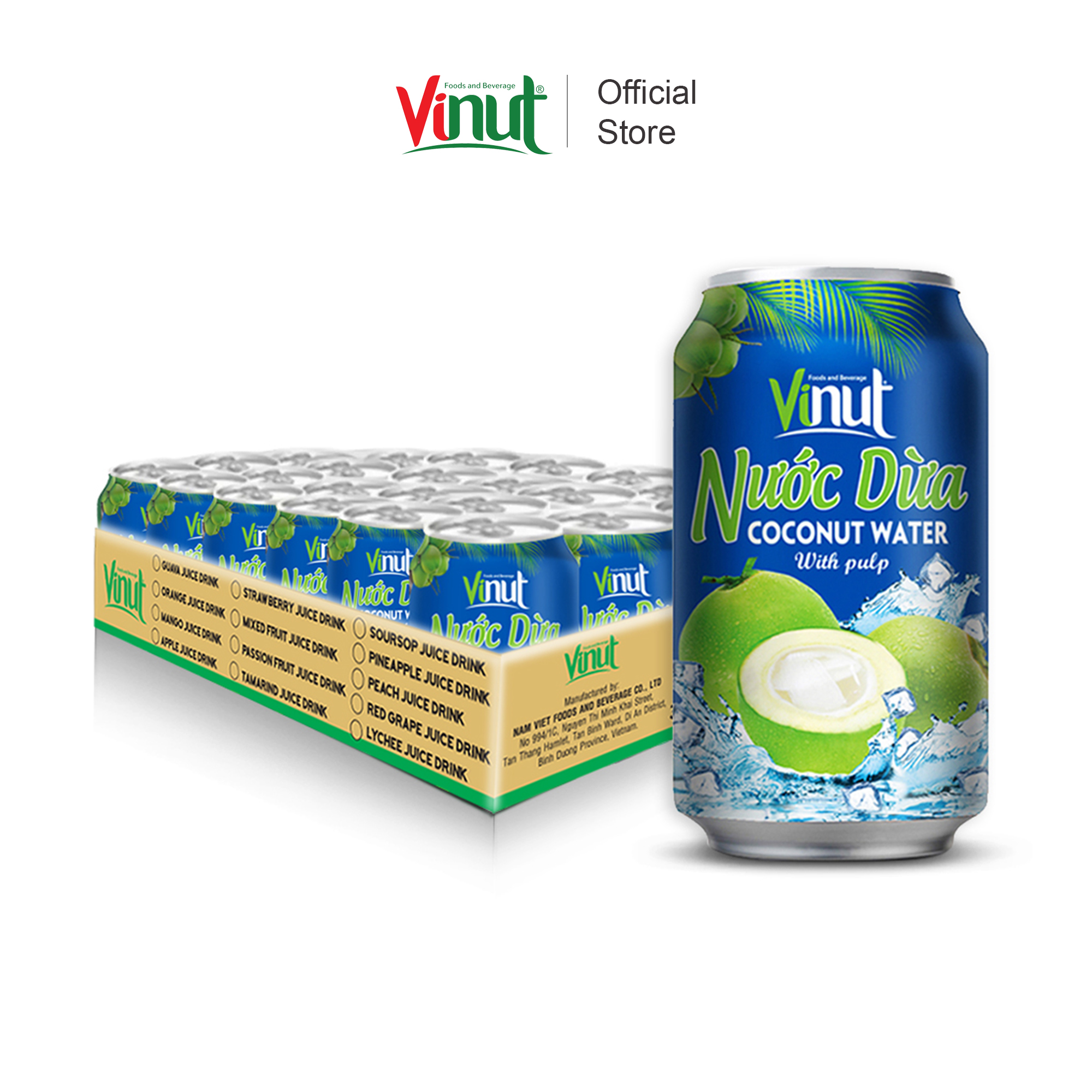 [KHAY 24 LON ]  Nước Dừa có cơm dừa Vinut 330ml