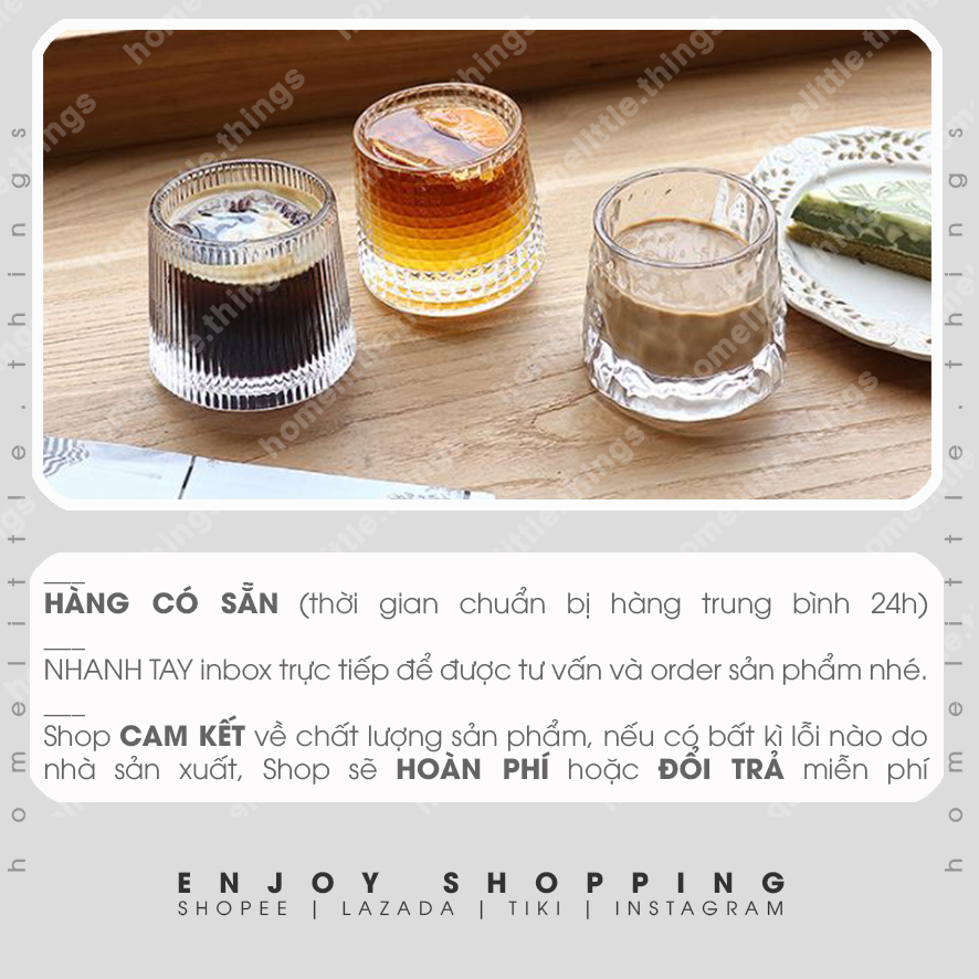 [HCM][Xoay được] Ly cốc thủy tinh uống nước cà phê