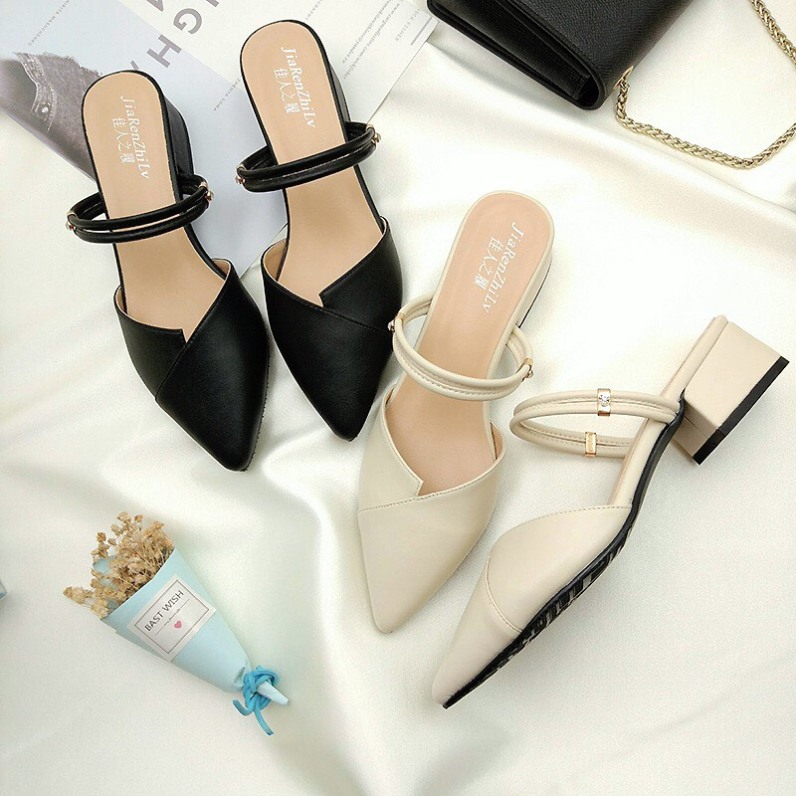 giày sandal nữ cao gót đế 3cm mũi nhọn đi được 3 kiểu cực xinh giá rẻ