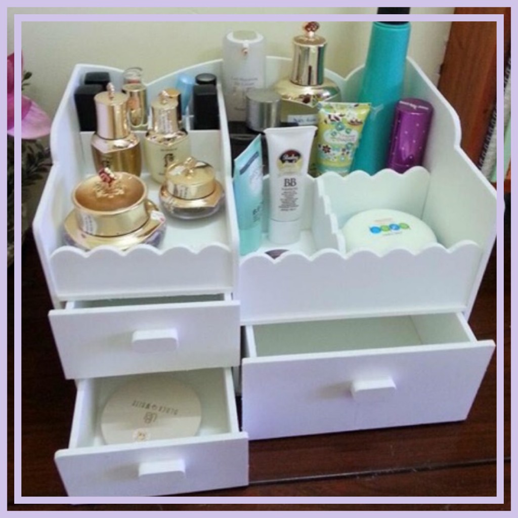 Kệ Mỹ Phẩm 7 ngăn trắng, Khay son, kệ trăng điểm chất lượng