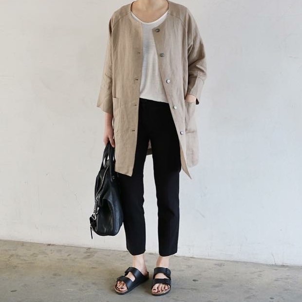 Dép đế trấu unisex 2 khóa da pu đen