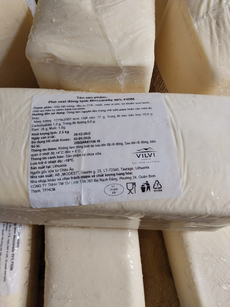 Phô mai Mozzarella khối 2.5kg
