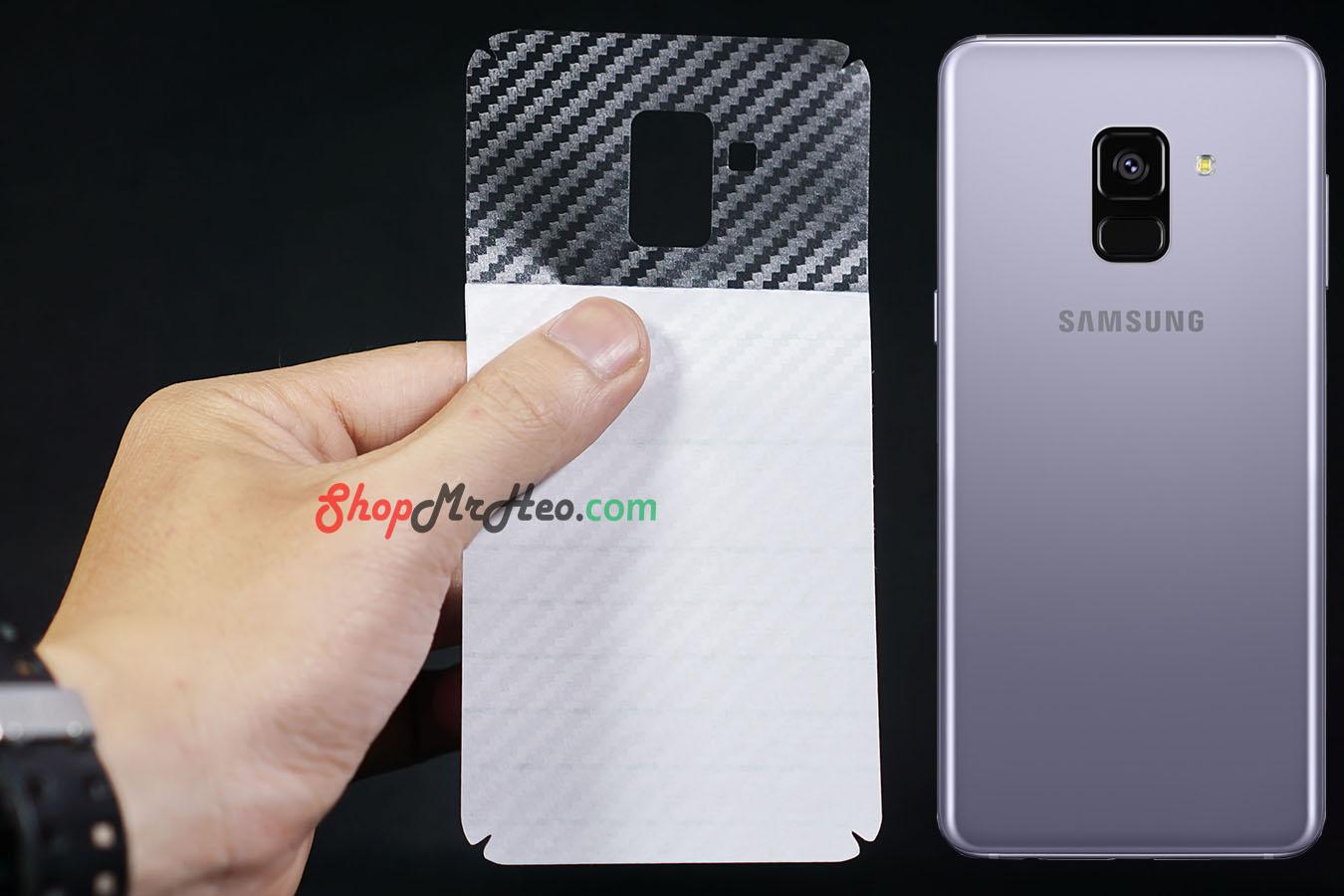 Bộ 3 skin dán mặt sau lưng vân 3d samsung a8 2018