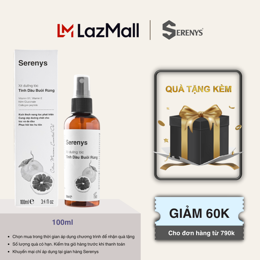 Bộ 2 Serenys Xịt Dưỡng Tóc Tinh Dầu Bưởi Giúp Tóc Mềm Mượt 100ml - Serenys