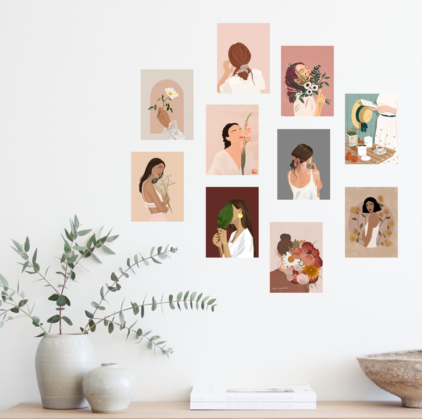 Ảnh dán tường decor Postcard Cô gái trang trí phòng