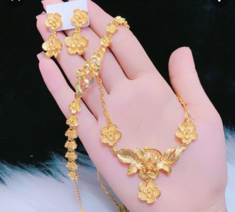 Set bộ trang sức cưới mạ vàng 24k cao cấp
