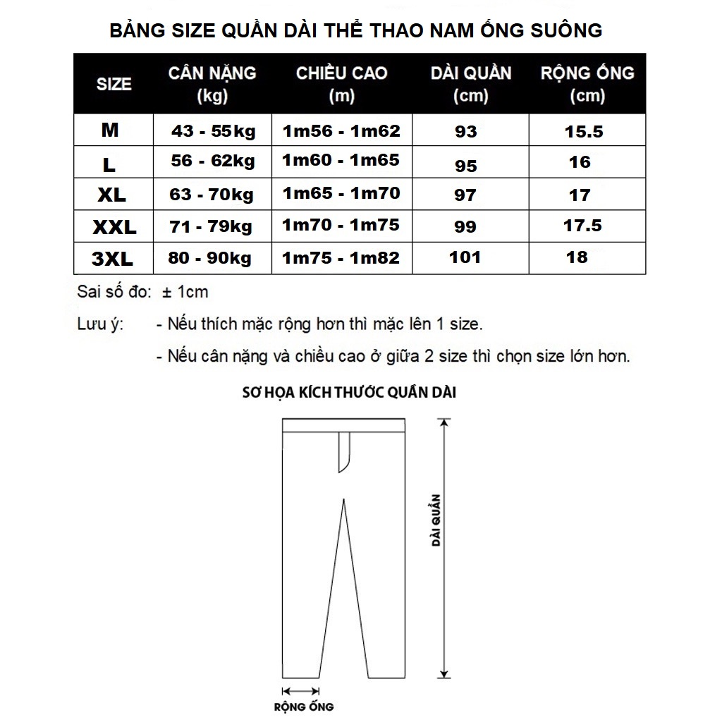 Quần dài nam ống xuông thun Poly phong cách thể thao trơn có khóa túi form rộng có big size