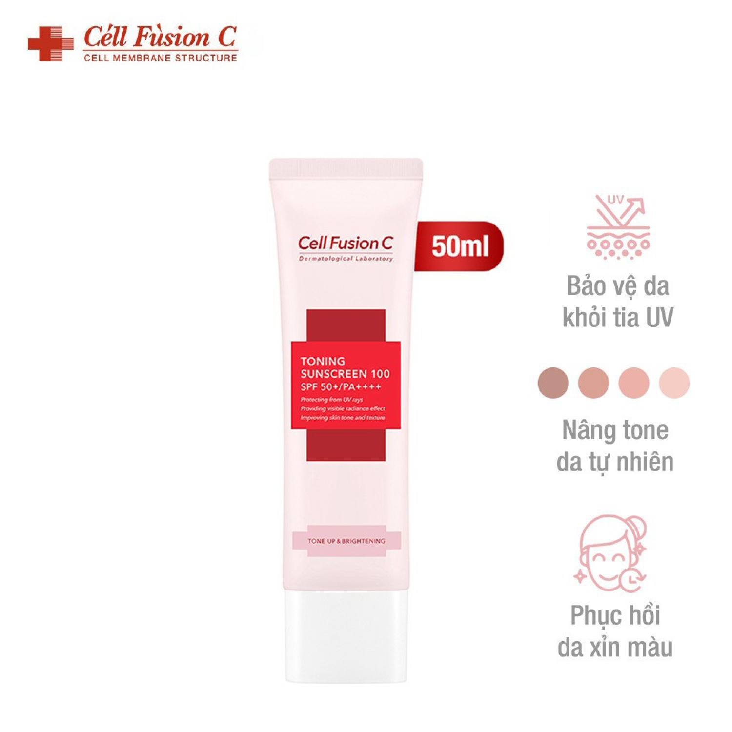 Kem Chống Nắng Cell Fusion C Toning Sunscreen 100 SPF50+ PA++++ nâng tông da trắng hồng 50ml