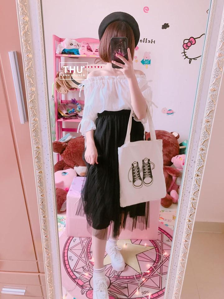 [HCM]SET ÁO TRÊC VAI CỘT DÂY CHÂN VÁY TUTU ĐEN