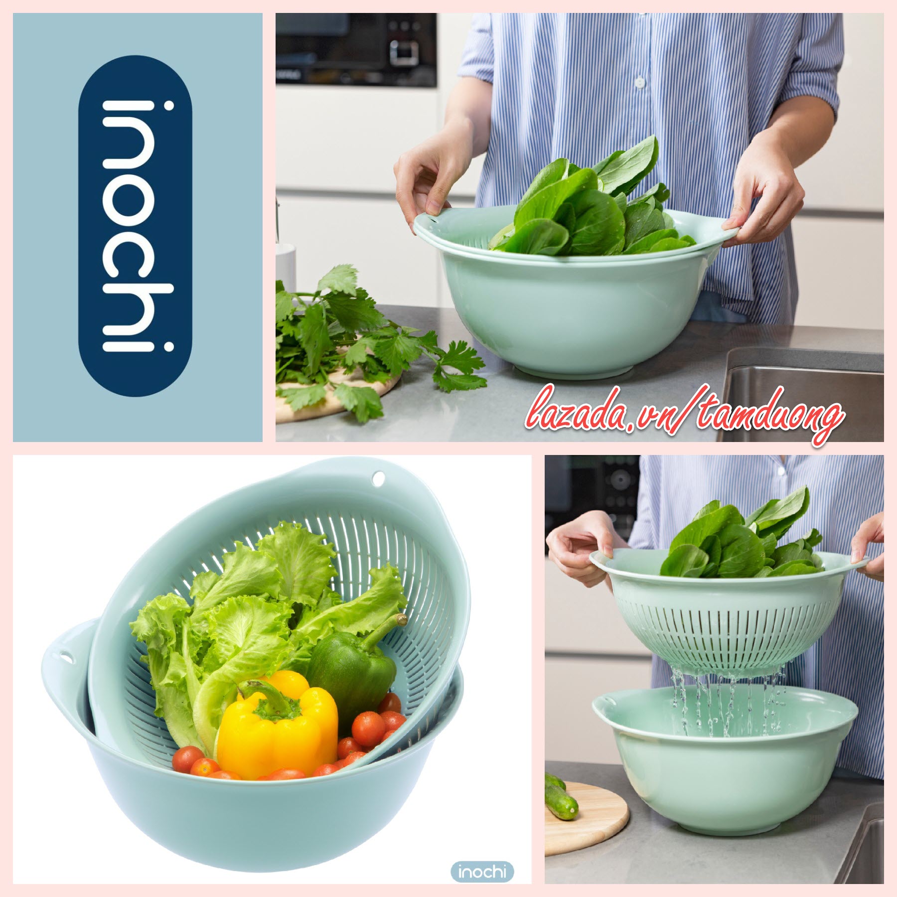 Bộ thau rổ cao cấp Inochi 30cm (phong cách tiêu chuẩn Nhật) [HCM-Giao hoả tốc 2h]