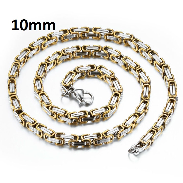 [Hoàn tiền 6%]Dây chuyền nam inox thời trang kiểu ziczac trangsucpt kích cỡ 9mm màu trắng mạ vàng cách điệu thép không gỉ PTDCNA46