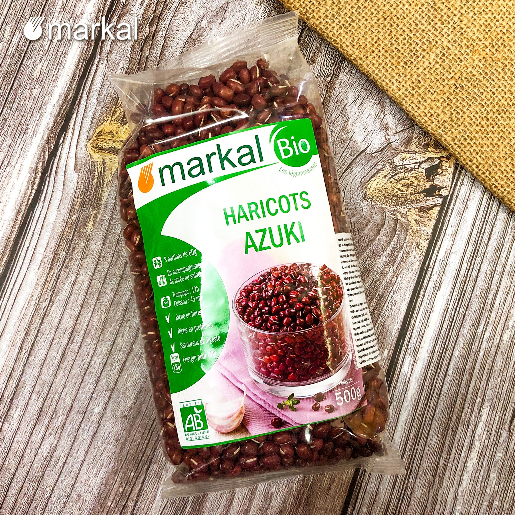 Đậu đỏ Azuki hữu cơ (Markal Haricots Azuki Beans) - 500gr