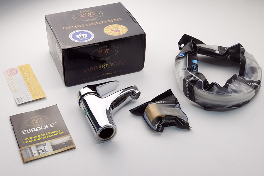 (Có Video) Vòi lavabo nóng lạnh Đồng mạ Chrome Eurolife EL-LOT 02 (Trắng bạc)
