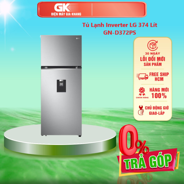 Tủ lạnh inverter lg 374 lít gn-d372ps - giao toàn quốc - freeship hcm