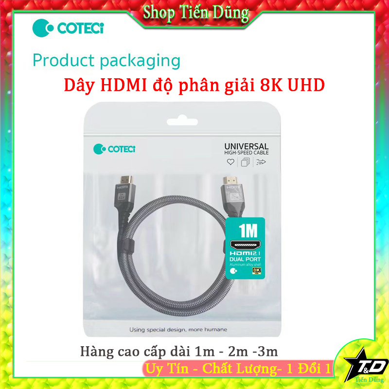 Dây cáp HDMI 2.1 hỗ trợ độ phân giải cao HDMI2.1 8K 60Hz, dài từ 1