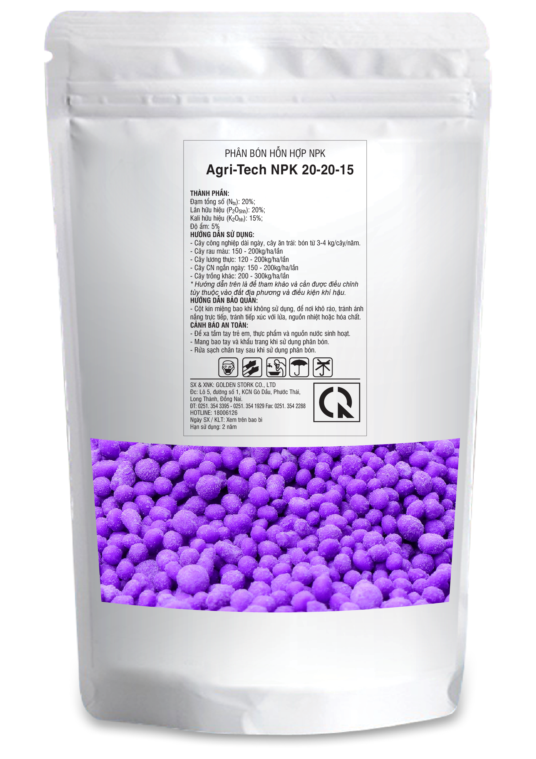Phân bón NPK 20-20-15 +TE Hi-Tech: RubyFerti (1kg) - Thuộc Tập Đoàn Phân Bón Con Cò Vàng