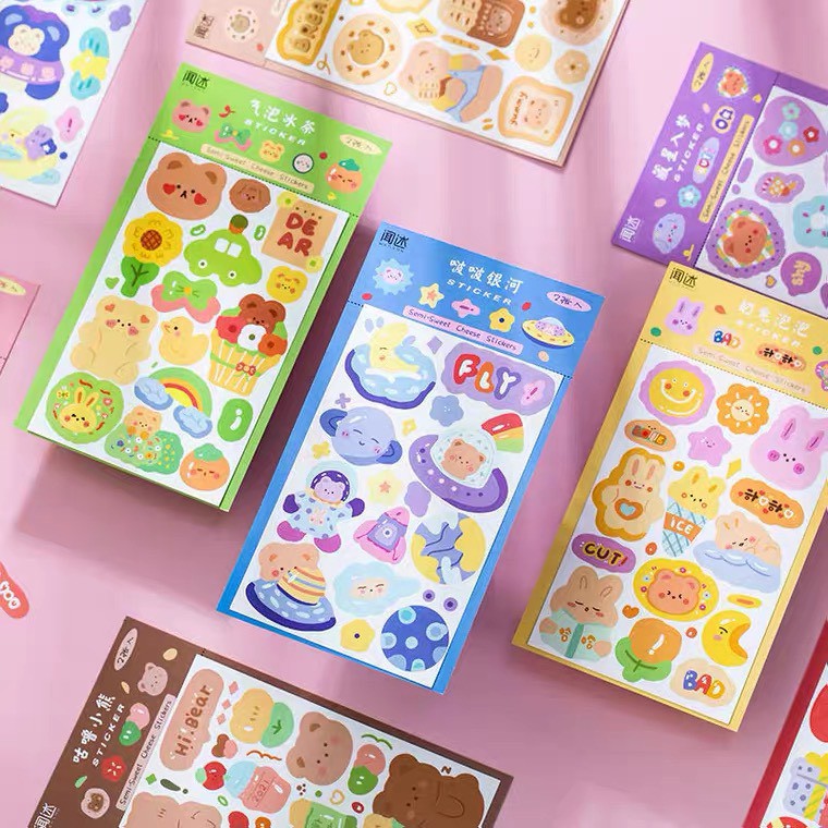 Set 2 tấm sticker, nhãn dán hoạt hình dễ thương