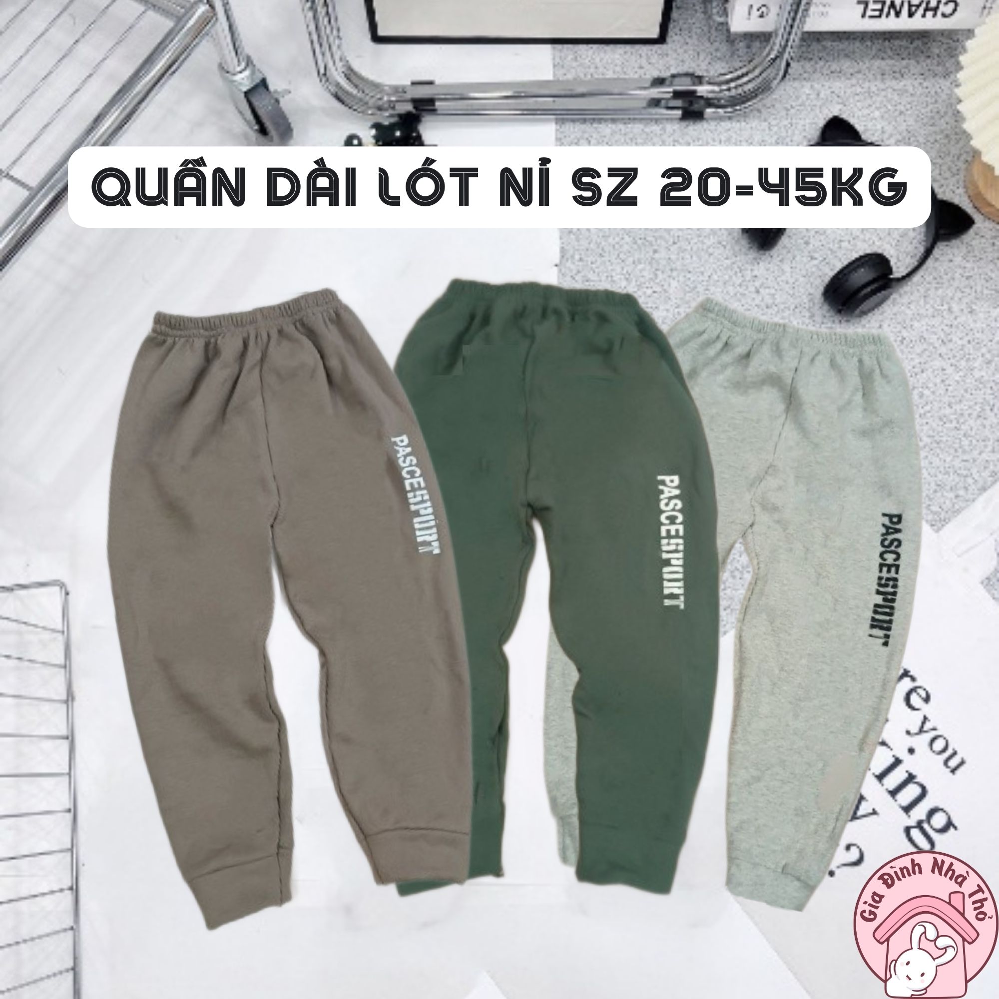 20-45kg Quần dài, quần cotton lót nỉ mùa thu đông cho bé trai