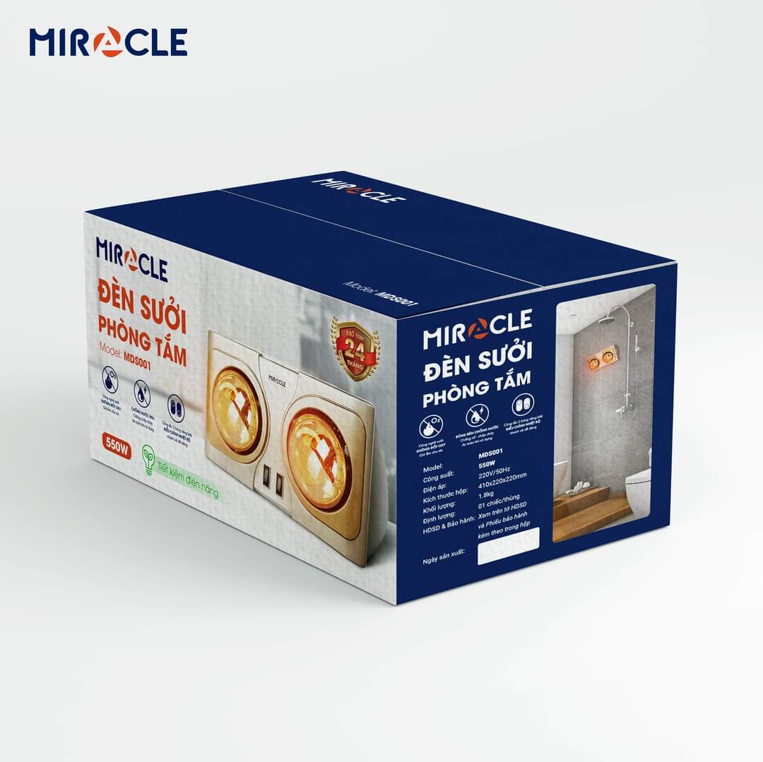 Đèn sưởi nhà tắm 2 bóng Miracle