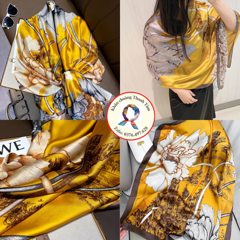 Khăn Choàng Lụa Dài- Khăn Lụa Satin Nữ Thời Trang Dáng Dài 90X180 Quàng Cổ Làm Áo