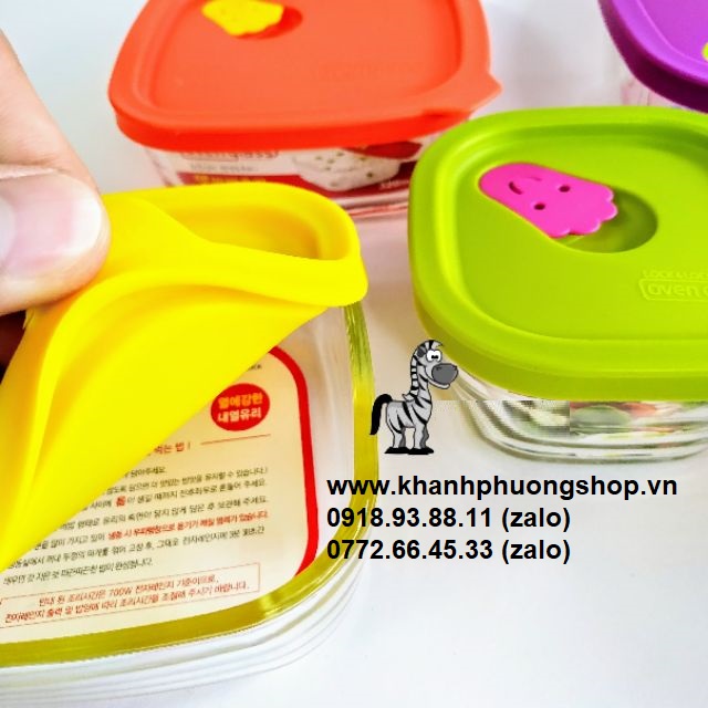 Combo 2 hộp đựng cơm thủy tinh lock&lock 410ml - hộp đựng cơm thủy tinh vuông