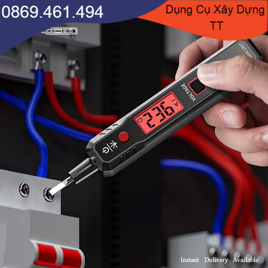Bút thử điện thông minh 12-300V HT19 có màn hình LCD hiển thị, bút thử điện không tiếp xúc cao cấp