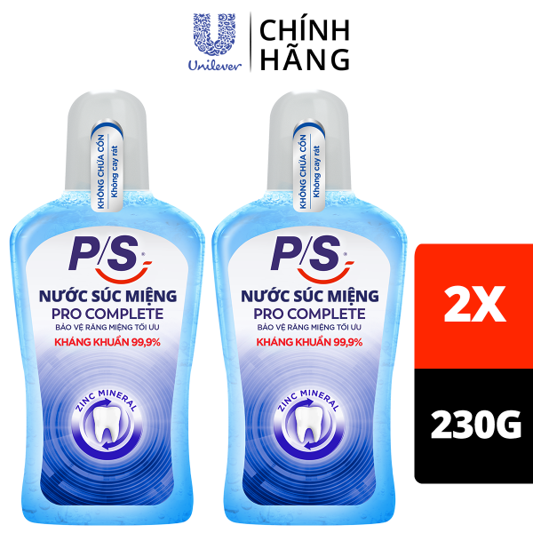 Bộ 2 Nước súc miệng P/S Pro Complete Bảo vệ tối ưu 500ml giúp kháng khuẩn 99.9% không chứa cồn