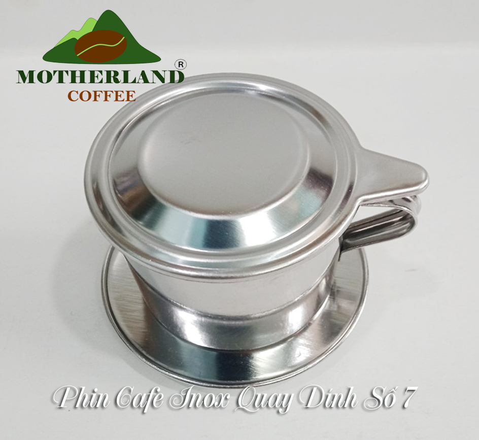 Phin số 7 chất liệu thép không gỉ inox 430 quai dính nắp tròn chặn thường