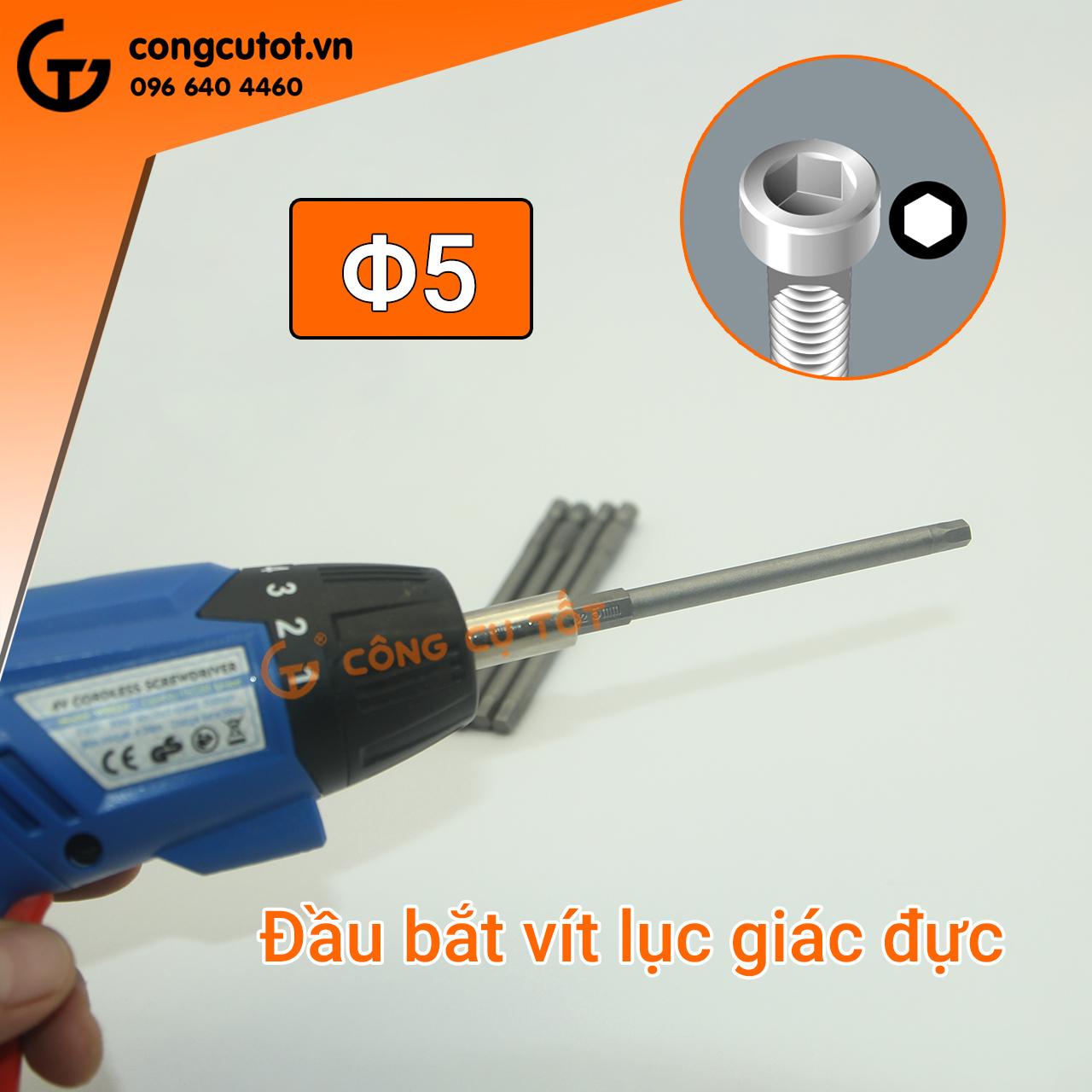 Đầu bắt vít lục giác đực dài 100mm chuôi lục