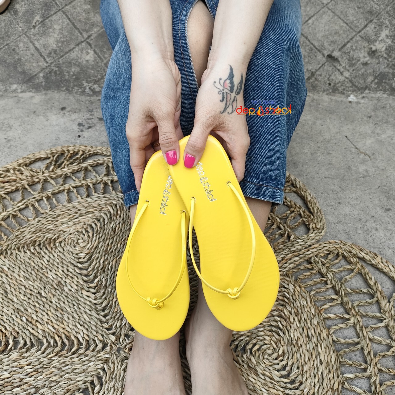 Dép nữ xỏ ngón quai dây chắc chắn thời trang Depvashock Có Size lớn 41 42 43