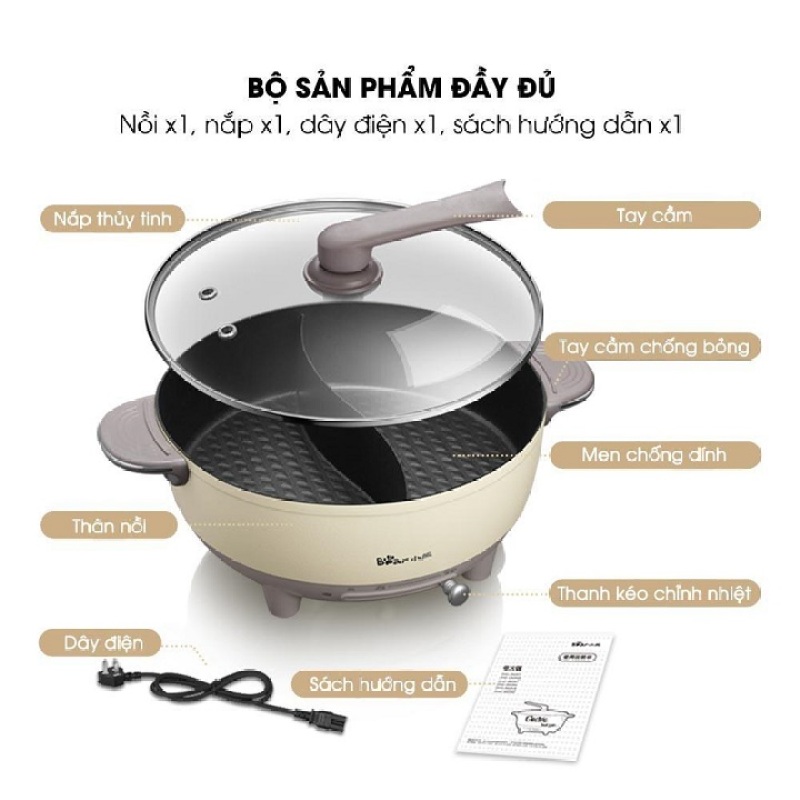 Nồi lẩu uyên ương 6L Bear DHG-B60R6