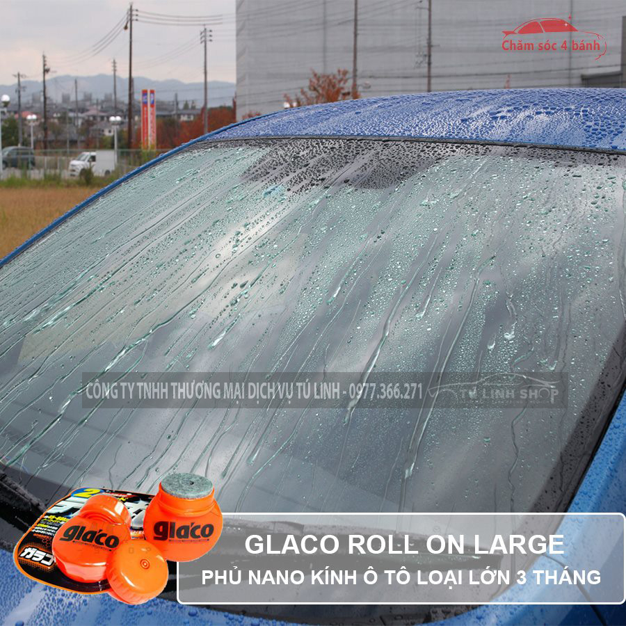 Phủ Nano kính Glaco Roll On Larget - Soft99 ( Phủ Nano từ 1 đến 3 tháng )
