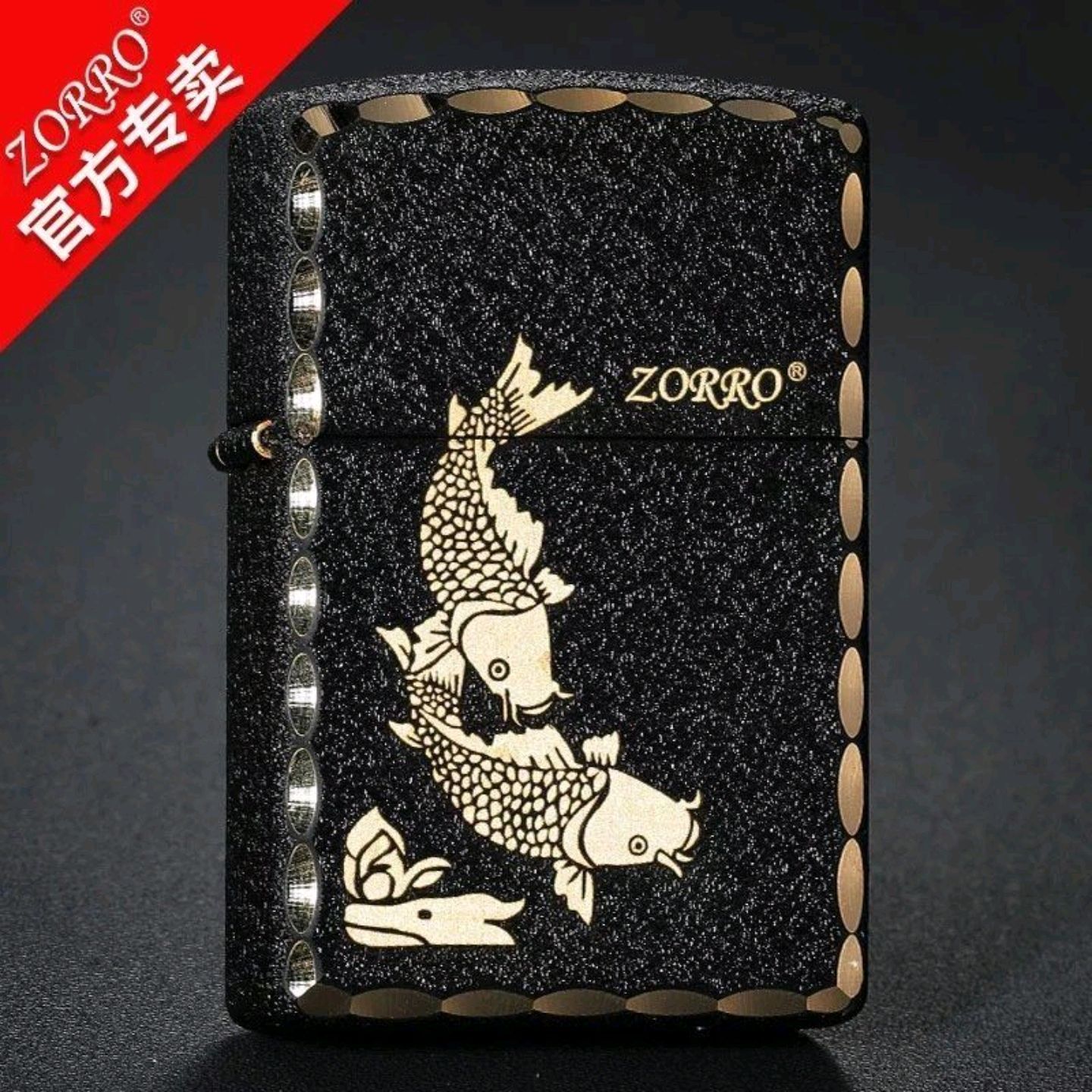 Bật lửa xăng đá vân đá cao cấp zorro  đen nhám
