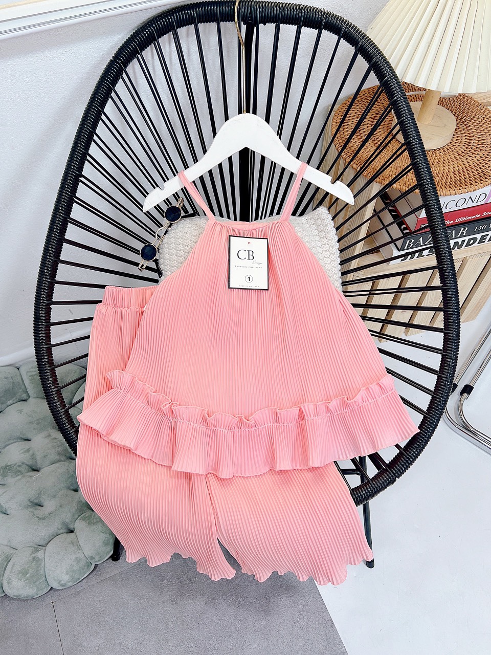 Bộ 2 dây dập li quần dài cực xinh cho bé gái - b2ddlqd