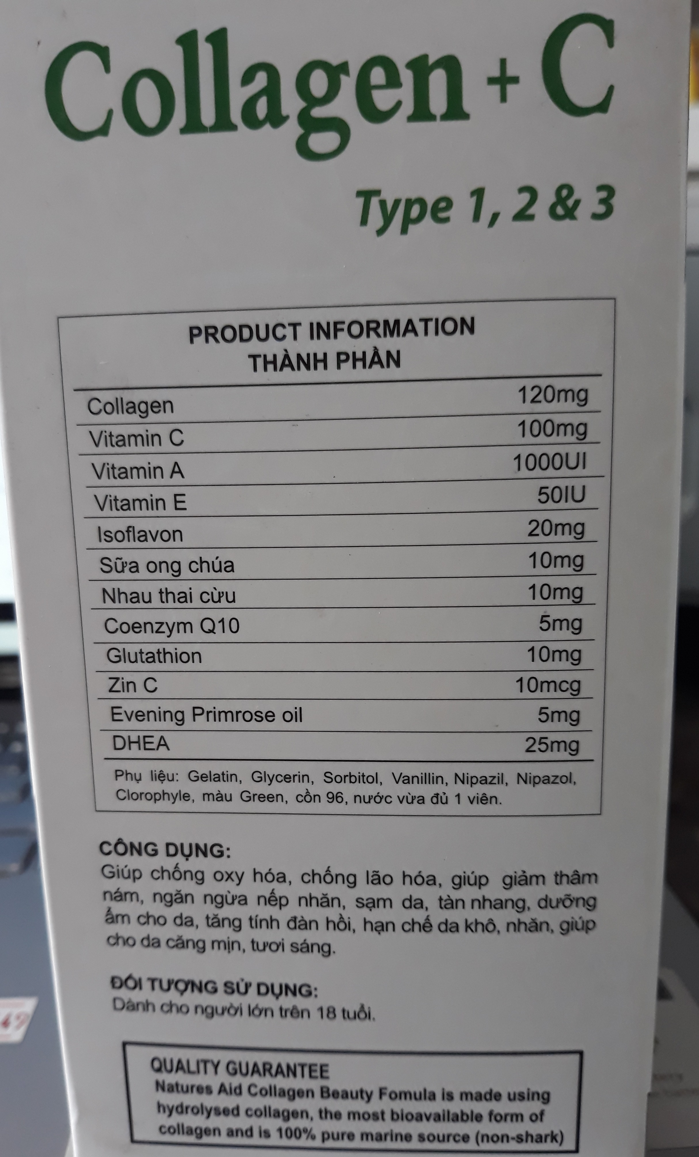 colagen - C đẹp da hộp 60vien