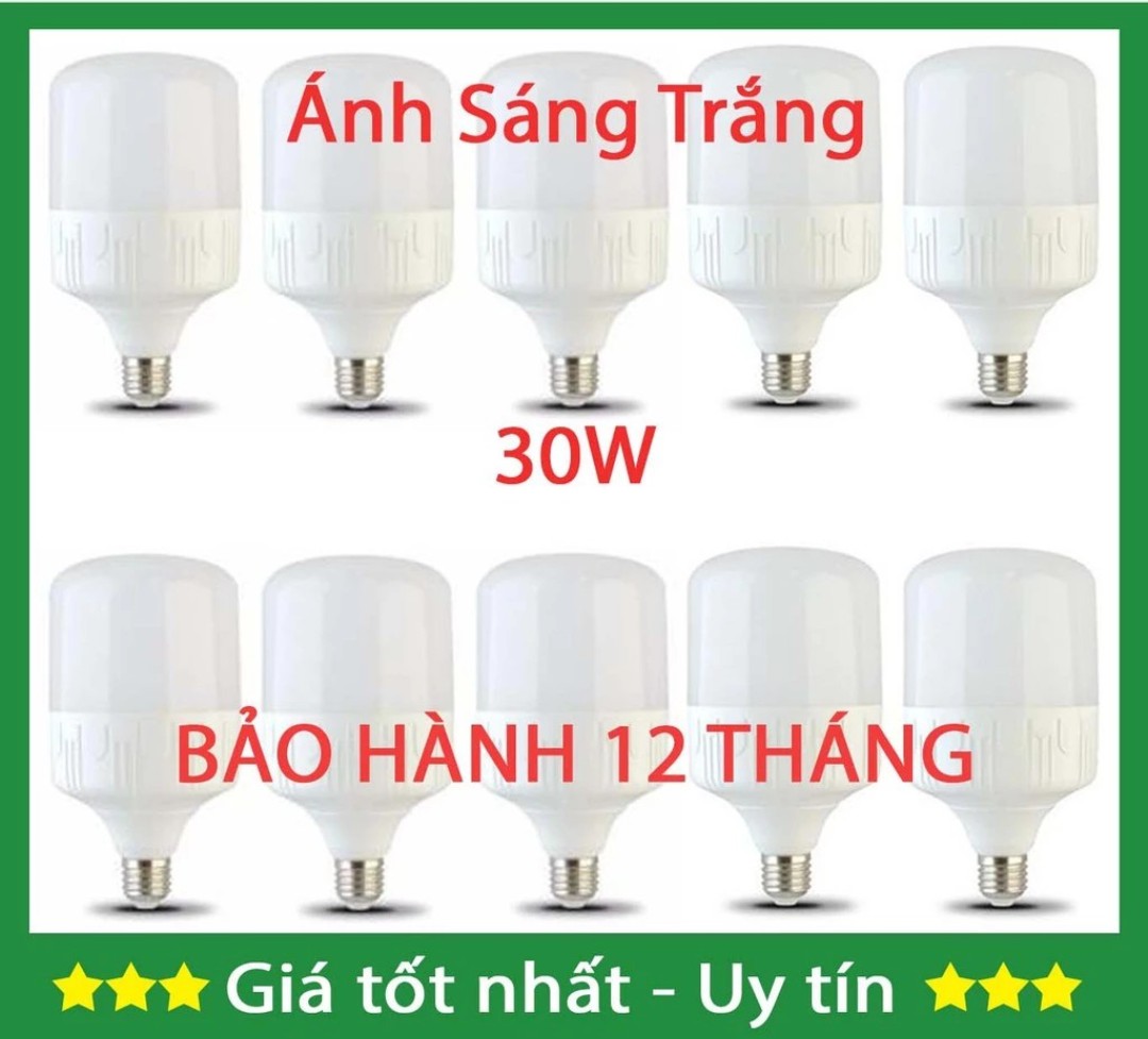 Bộ 10 bóng đèn led trụ 30w ánh sáng trắng, siêu sáng, siêu tiết kiệm