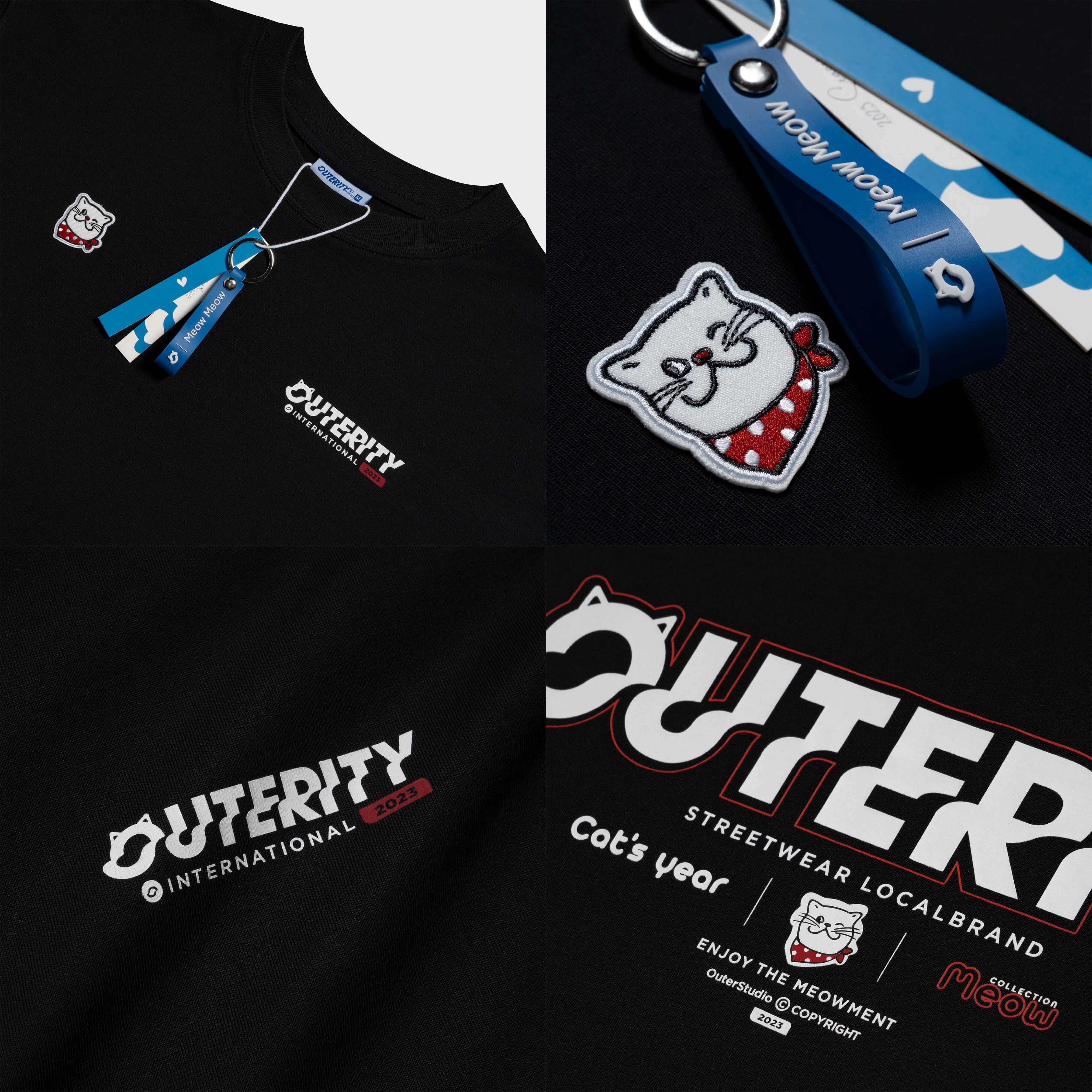 Áo Thun Outerity Meowment | Meow Collection / Màu Đen - ATO1001