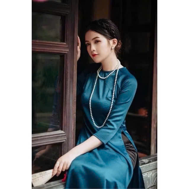Bộ áo dài chifon 4 tà màu hồng sen